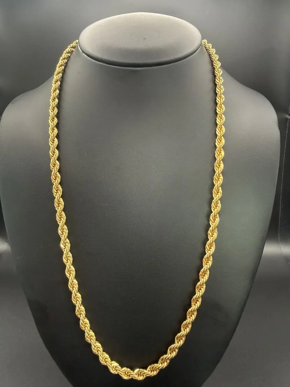 Vintage Monet Rope Chain Necklace Gold Tone Twisted Link Unisex 24”